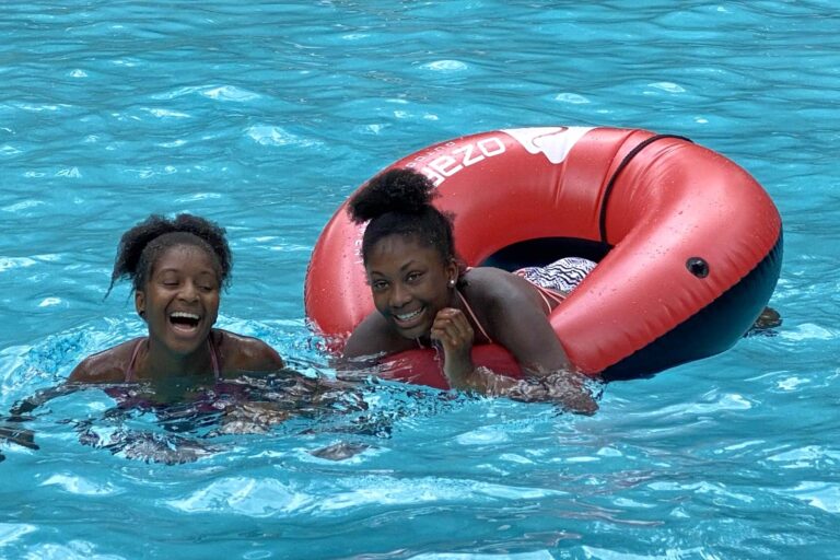 Girls enjoying the pool