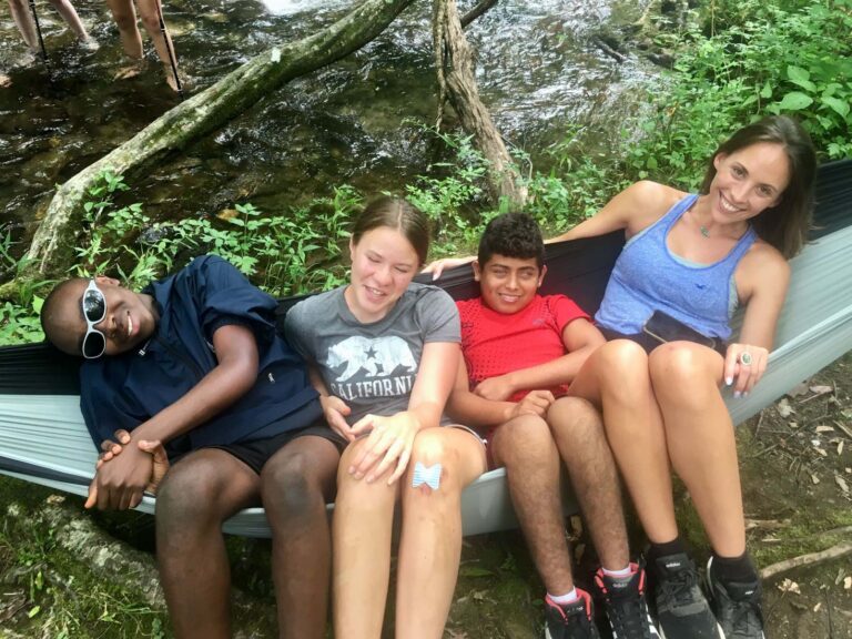 Campers in a hammock