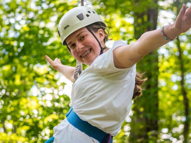 Girl on climbing wall