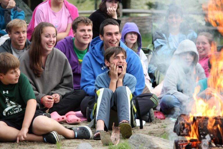 Happy campers laughing