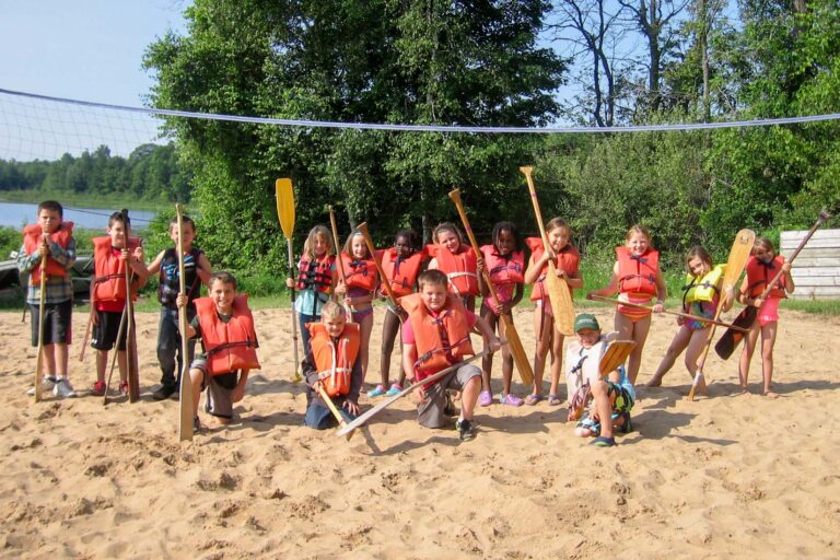 Campers with paddles