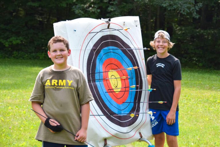 Boys near archery target