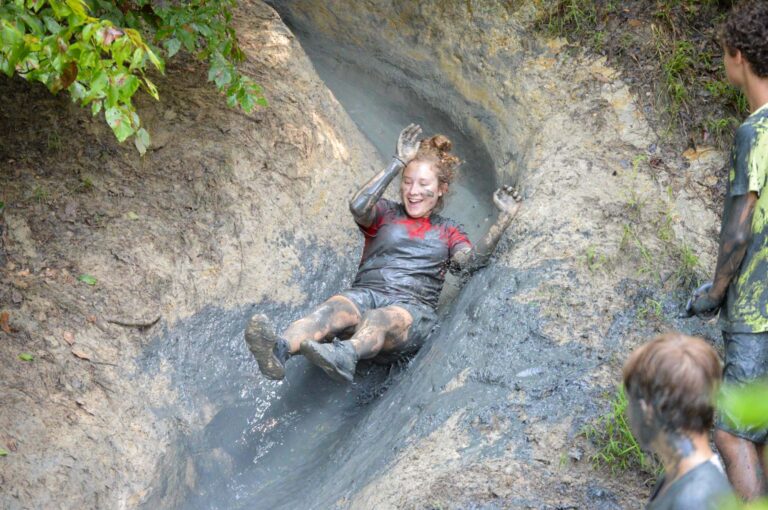 Girl on a mud slide