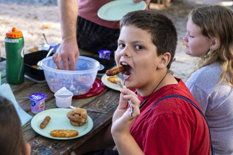 Camper eating
