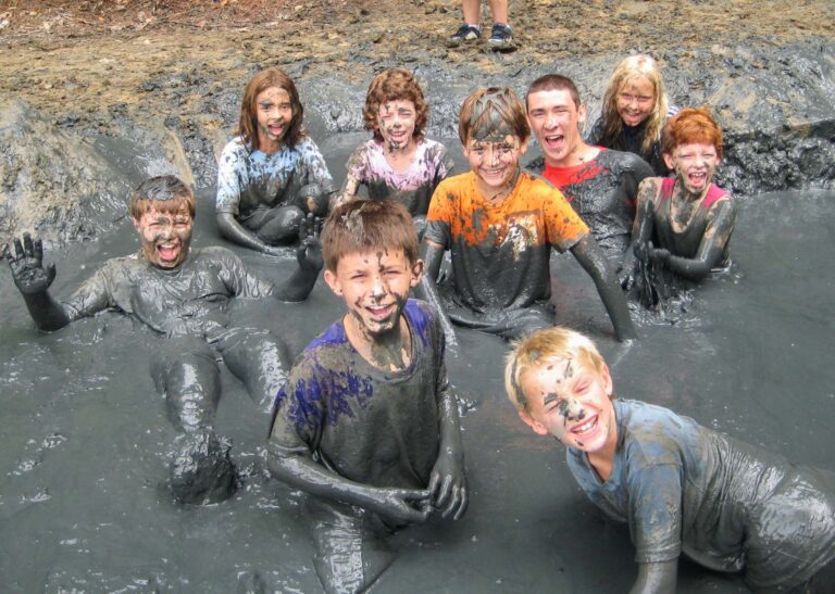 Campers in mud pit