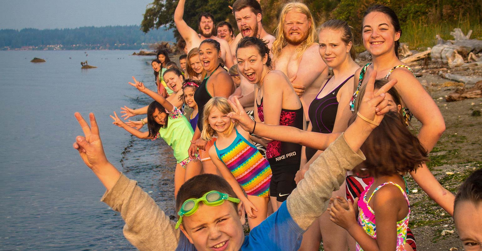 Excited group of swimmers