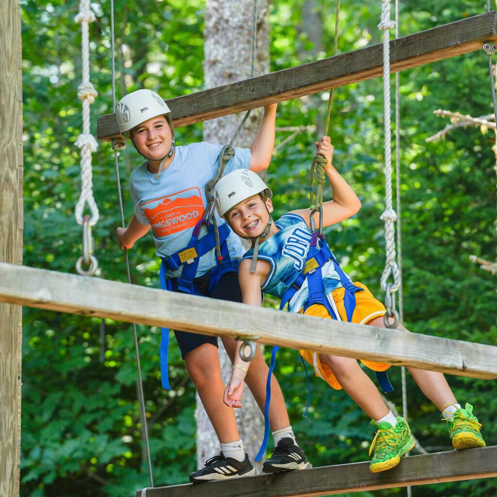 Boys on high ropes course