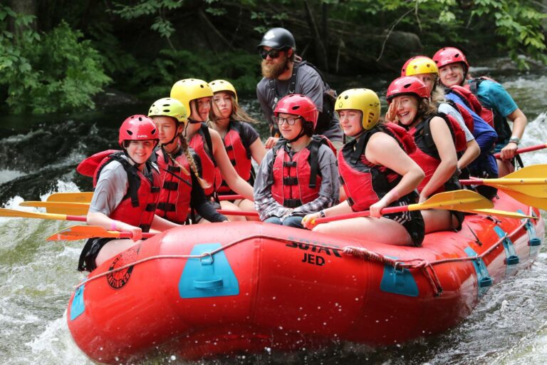 Girls whitewater rafting