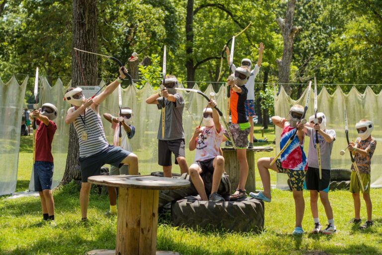 Campers in arrow tag gear