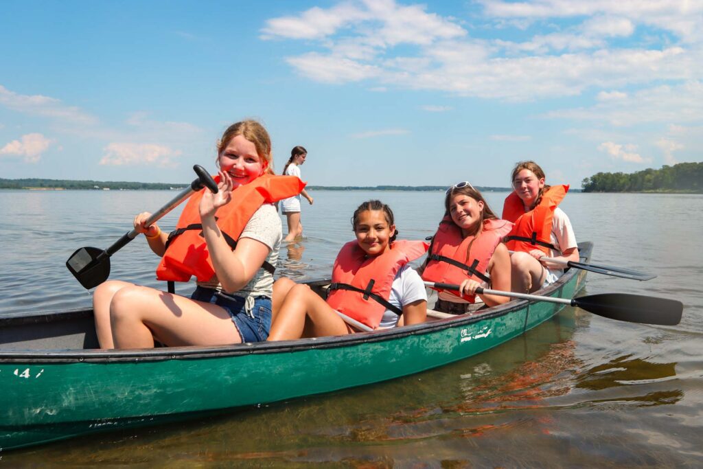 Girls in a canoe
