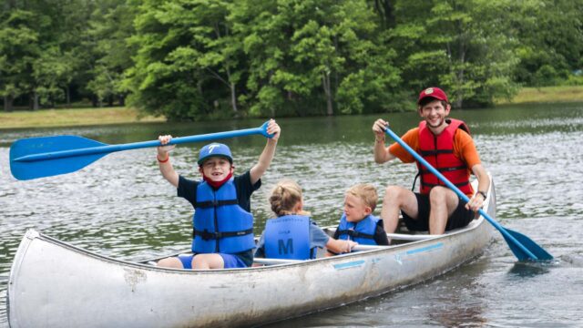 Campers in a canoe