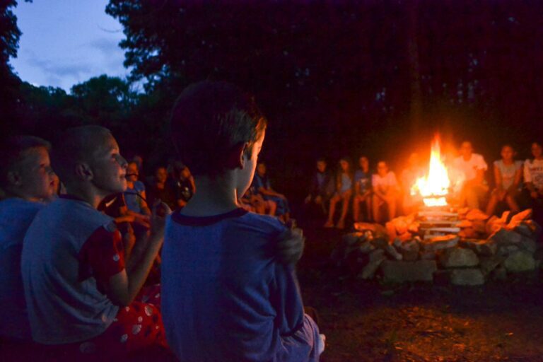 Campers around a camp fire