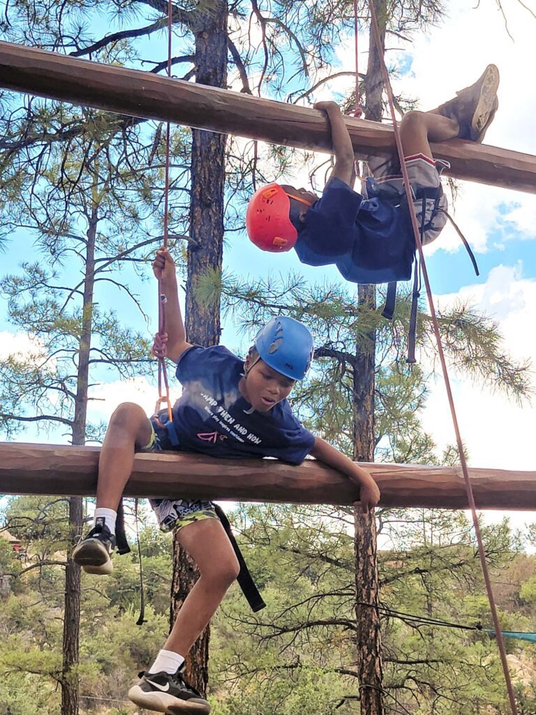 Campers climbing