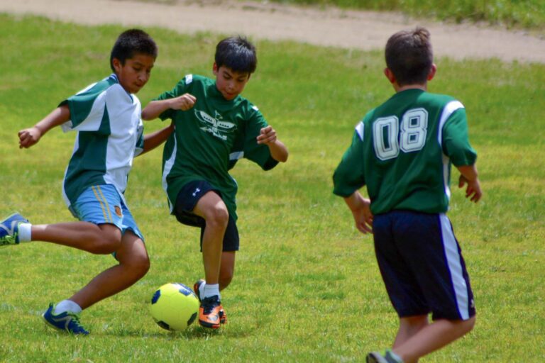 Boys playing soccer