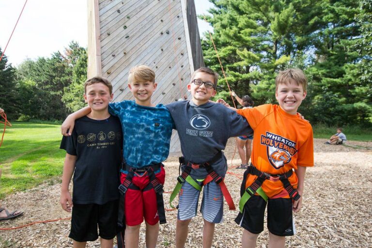 Boys at climbing wall