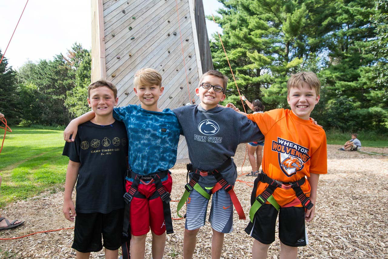 Boys at climbing wall