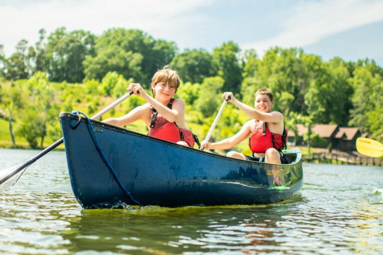 Boys in a canoe