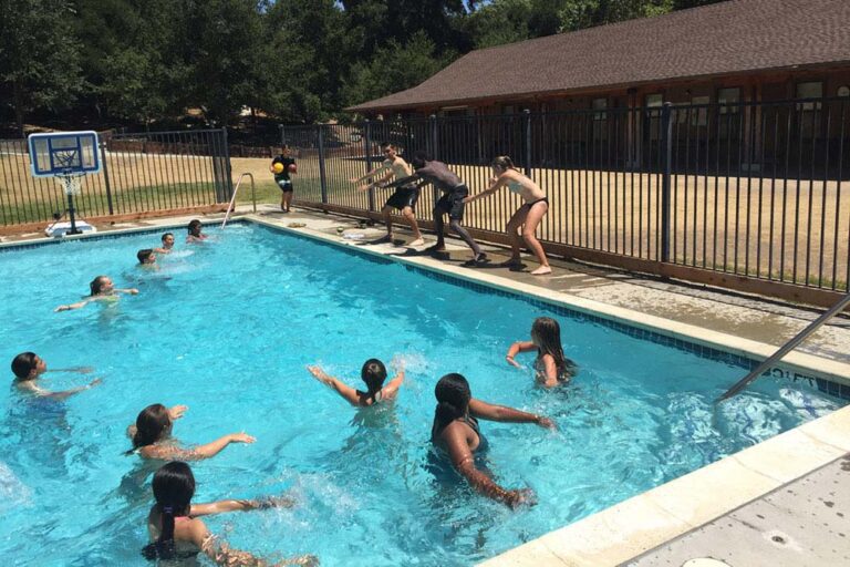 Campers enjoying the pool
