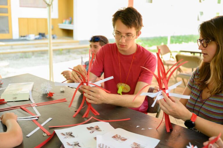 Campers making crafts