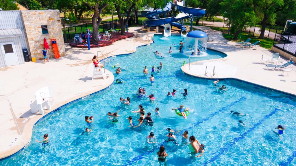 Campers enjoying the pool