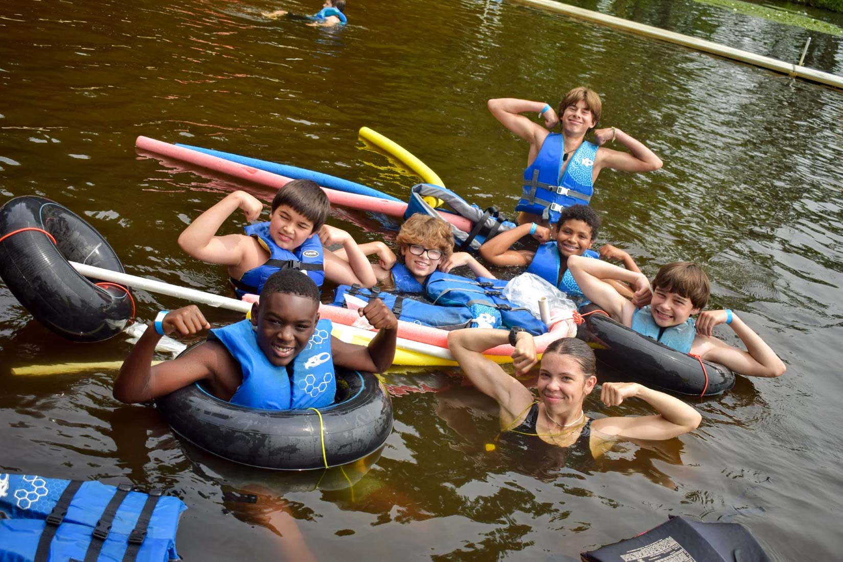 Campers enjoying the lake