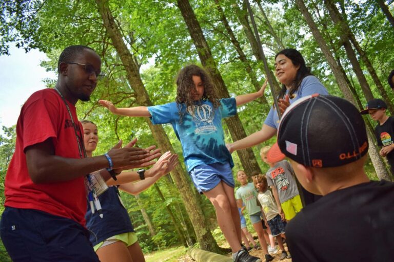 Girl on challenge course