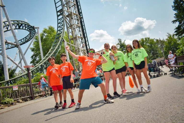 Campers enjoying theme park