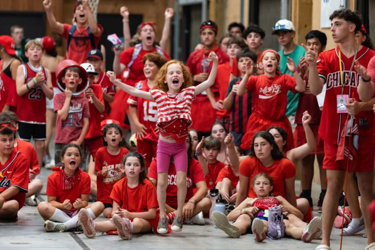 Excited color war campers