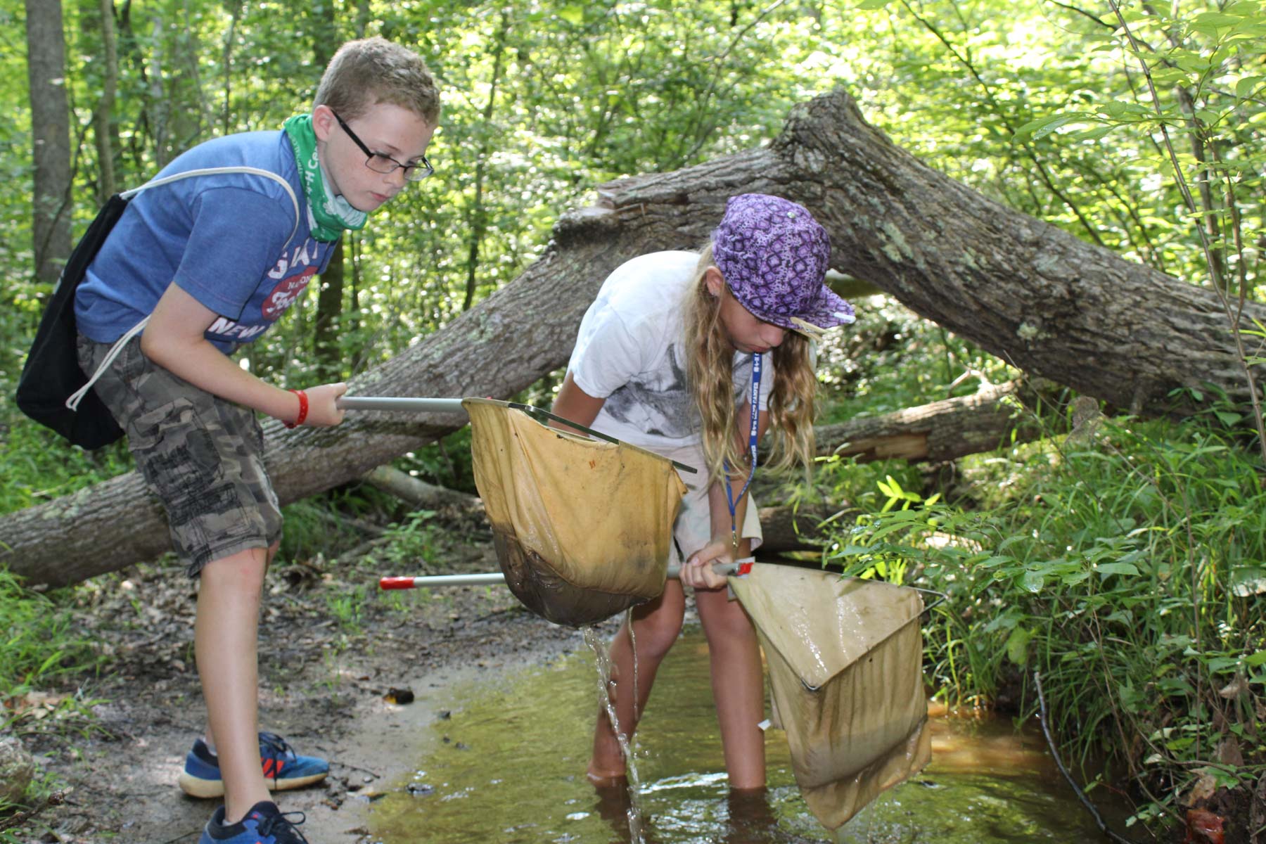 Boys exploring a creek