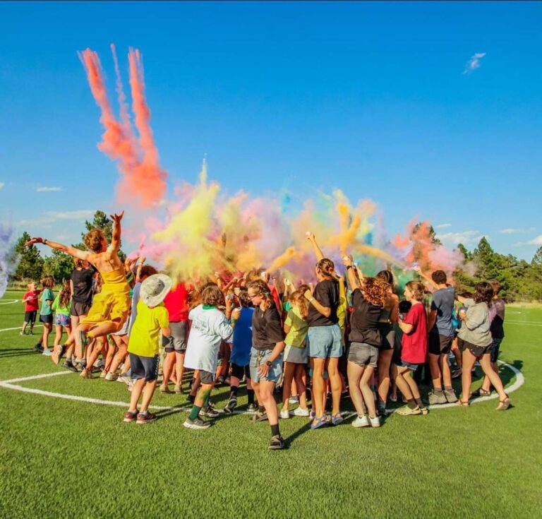 Large group with color run paint