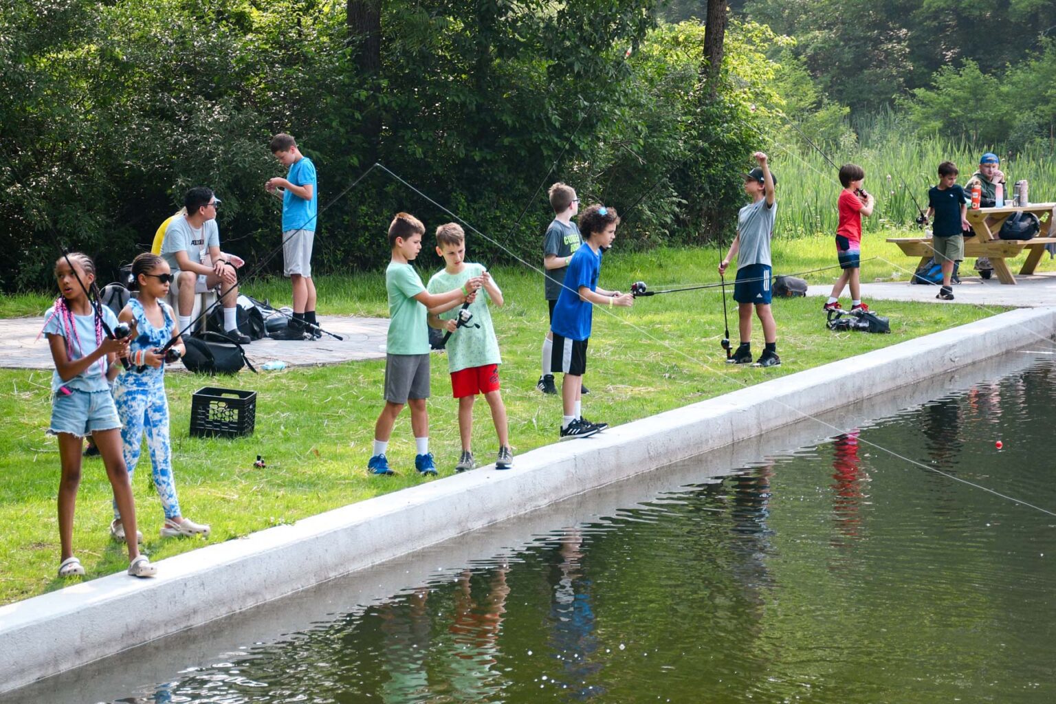 Campers fishing
