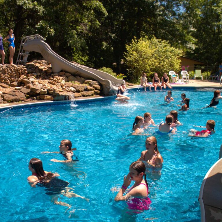 Campers playing in the pool