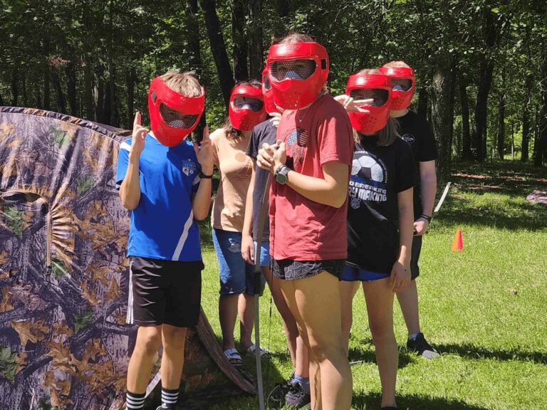 Campers playing archery tag