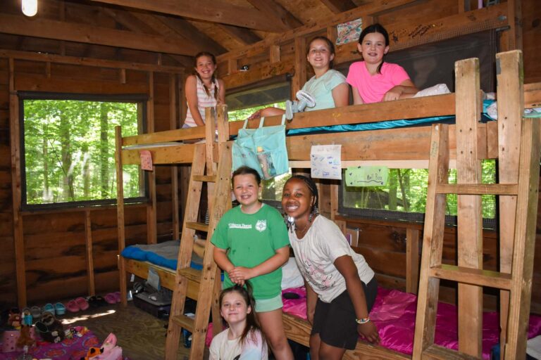 Girls relaxing in their cabin