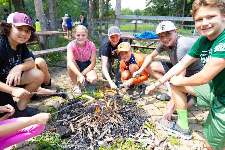 Campers around camp fire