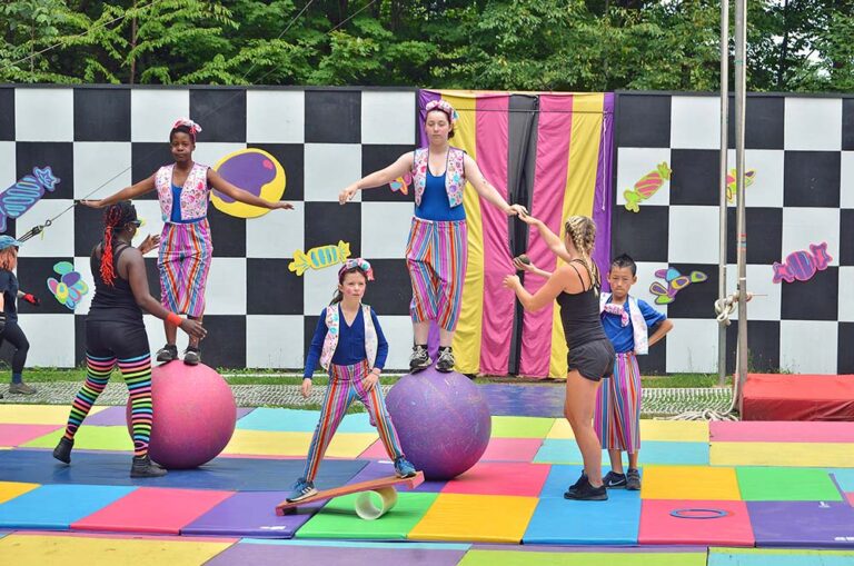 Campers performing circus arts