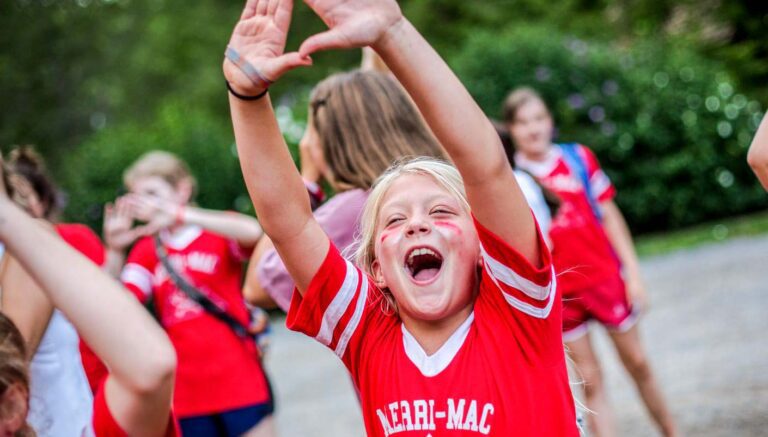 Excited girl cheering