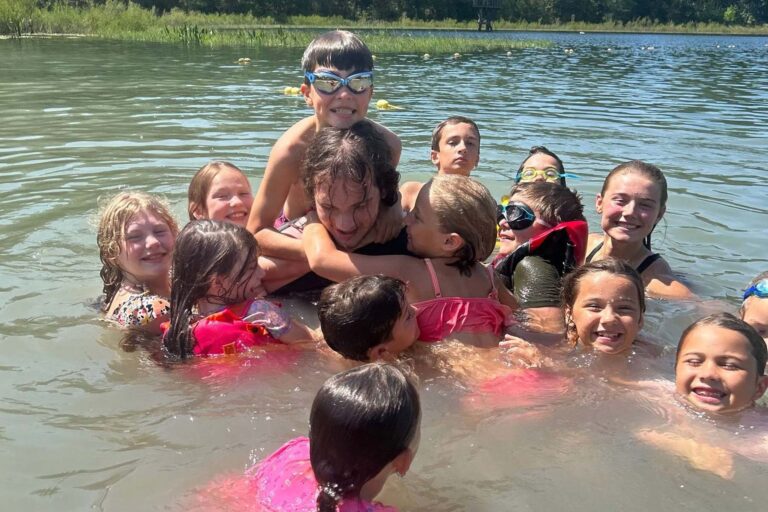 Campers playing in the water