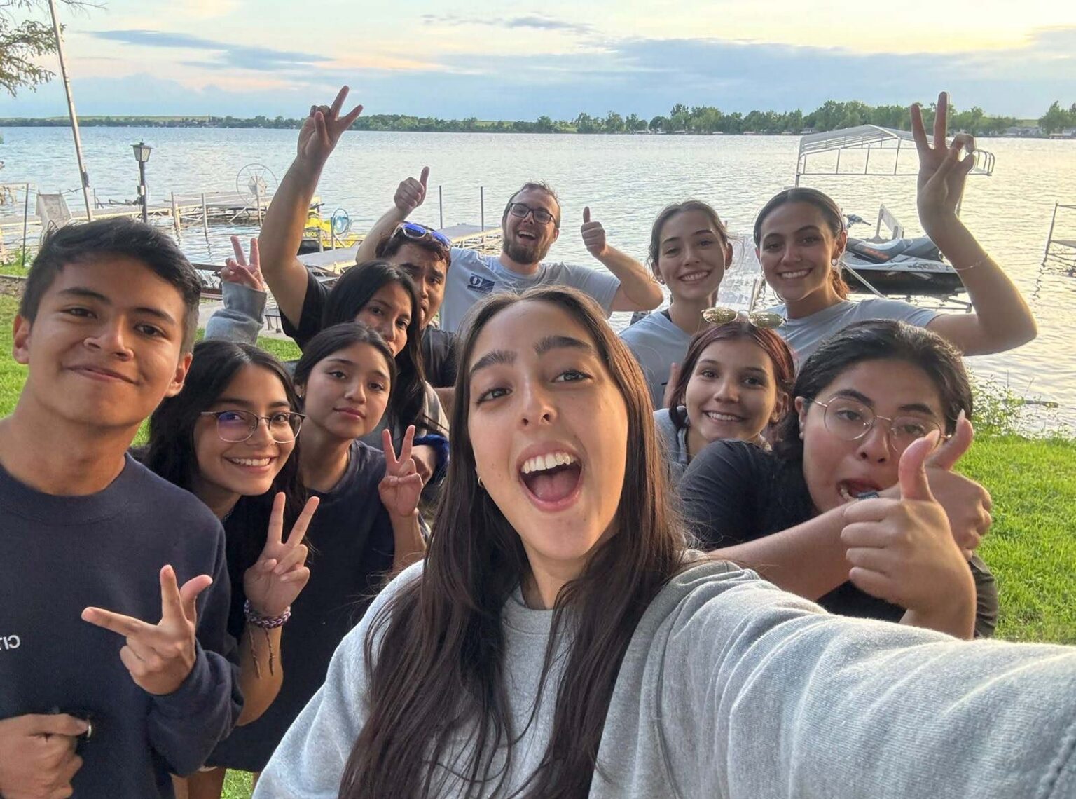 Group of happy campers