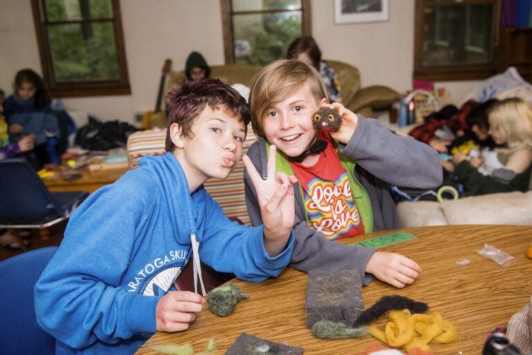 Two campers smiling