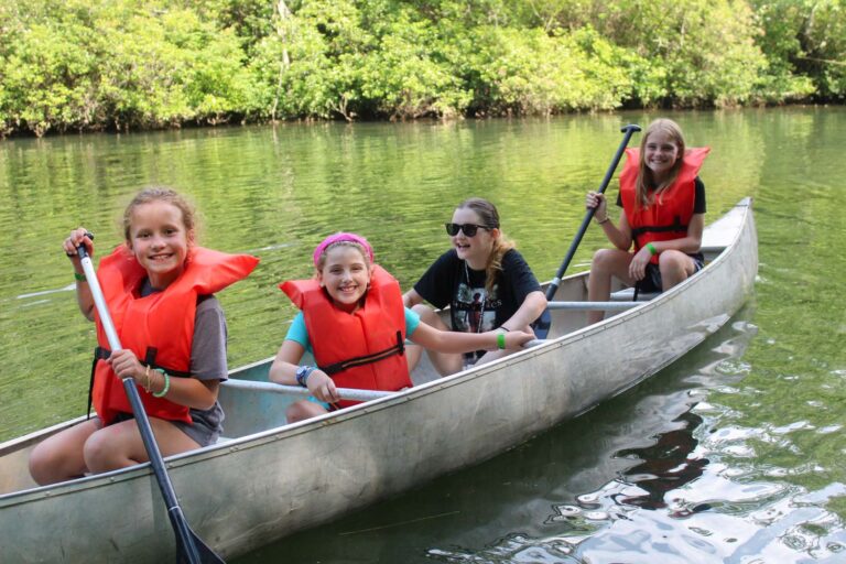 Girls in a canoe
