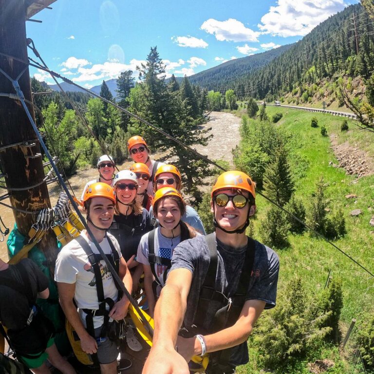 Campers on high ropes course
