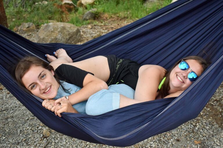 Campers in a hammock