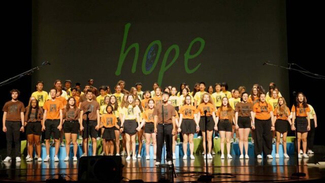 Campers performing on stage
