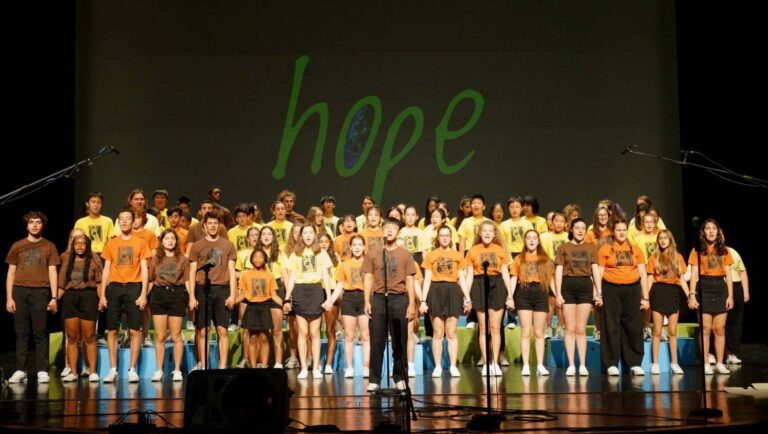 Campers performing on stage