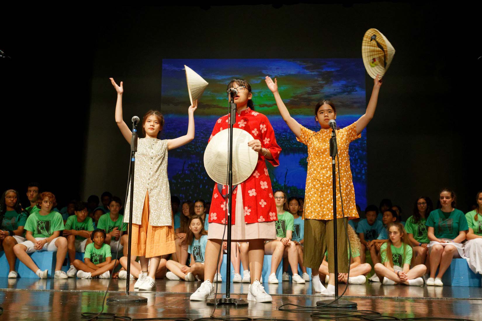Campers performing on stage