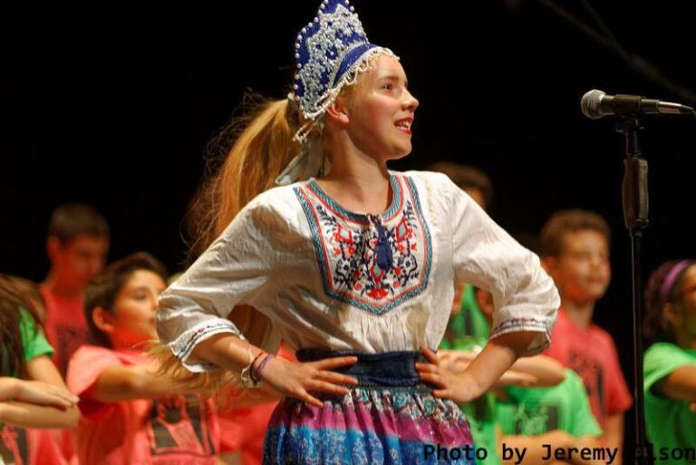 Campers performing on stage