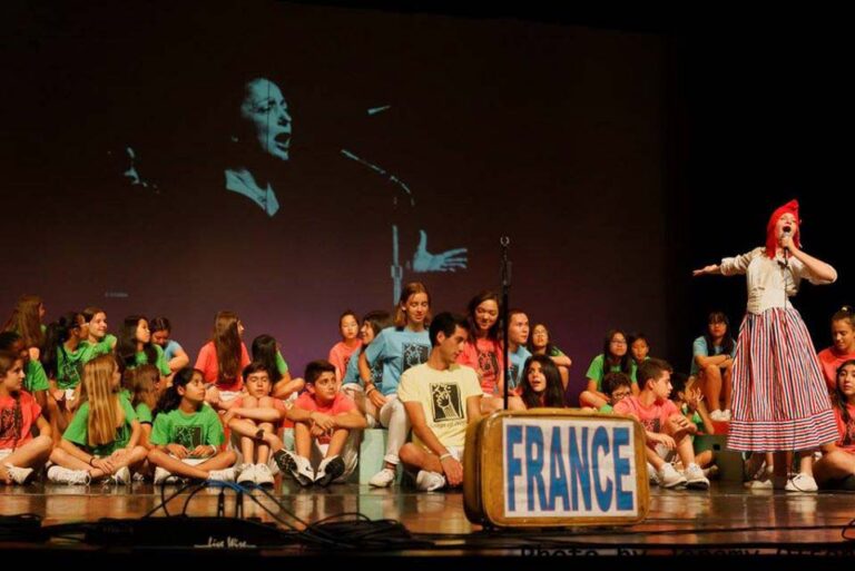 Campers performing on stage
