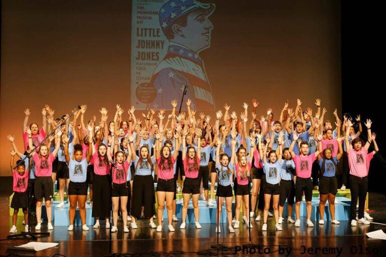 Campers performing on stage