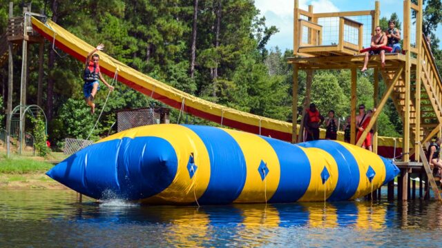 Camper flying off lake blob